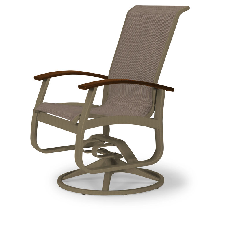 Chaise de patio pivotante Askar, Tweed Sunbrella® brun, Kona P10, Bois de plage texturé