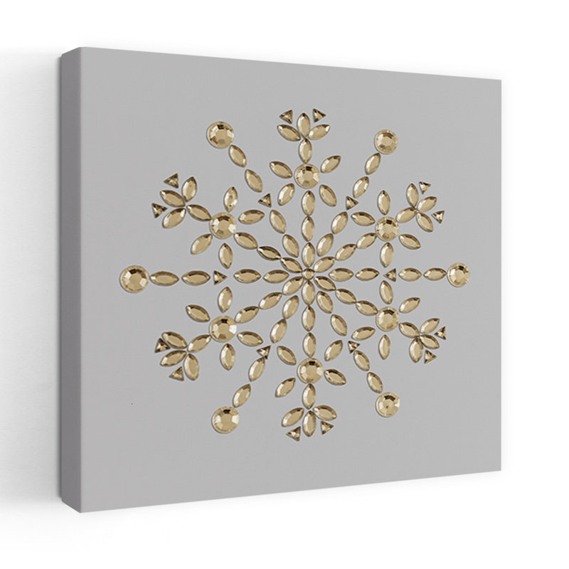 «Golden Crystal flocon de neige», impression élégante de paysage géométrique abstrait, H 36 po x l 36 po