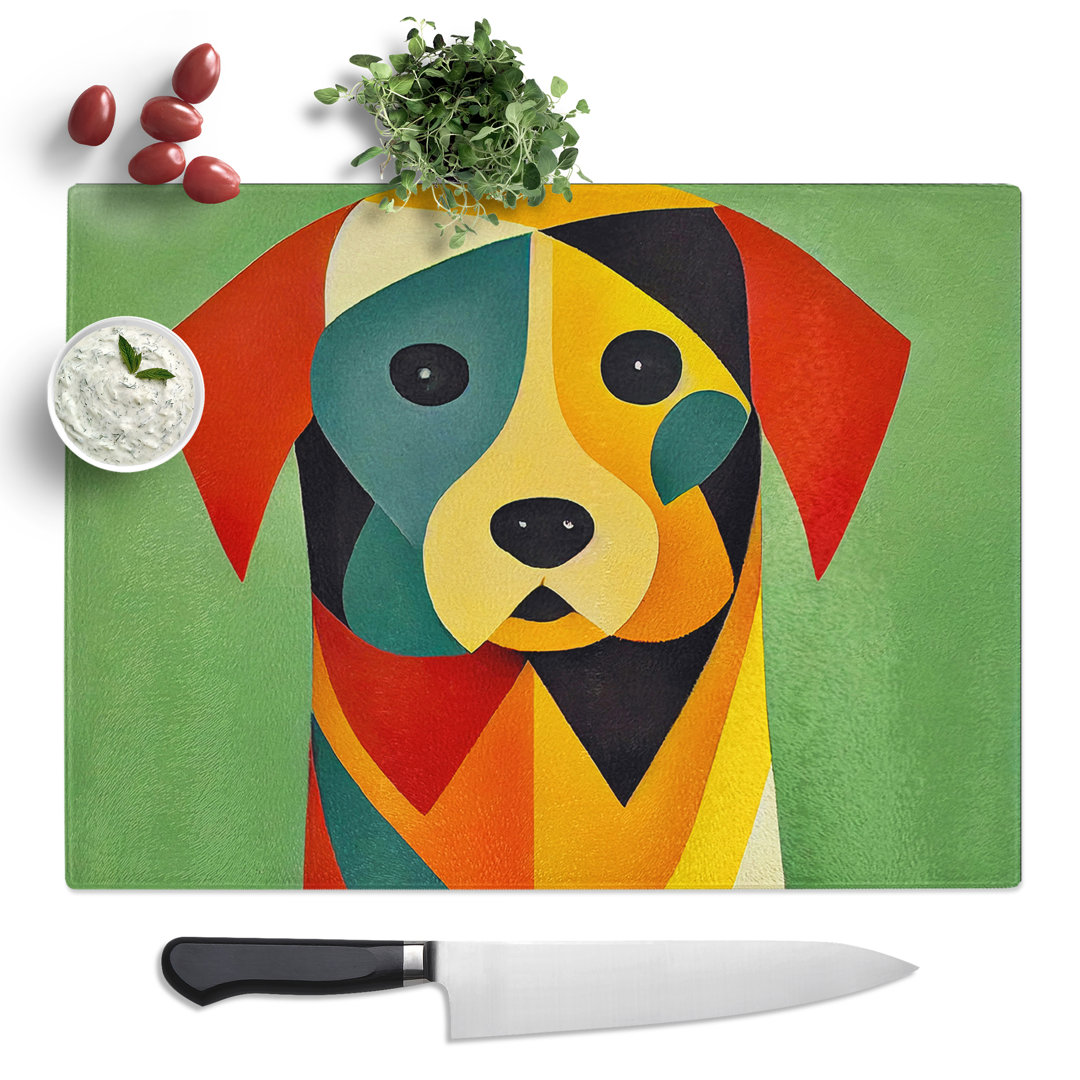 Abstract Dog No.4  Glass Chopping Board