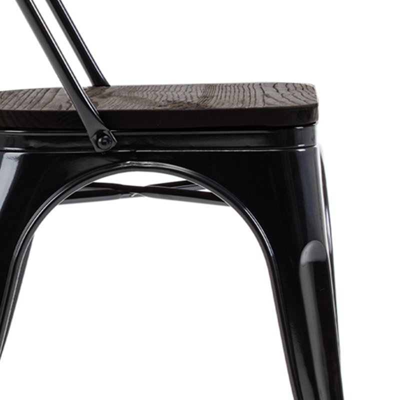 Chaise d'appoint empilable en métal H 33,5 po Linzy, Noir