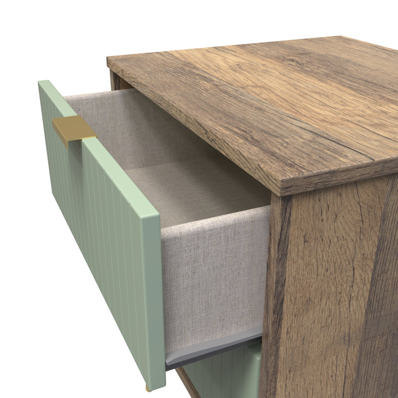 Beranda 45 cm W Bedside Table, Reed Green/Vintage Oak