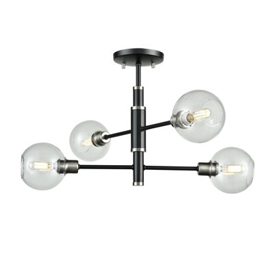 Plafonnier semi-encastré géométrique 22 po 4 lumières spoutnik Tavera