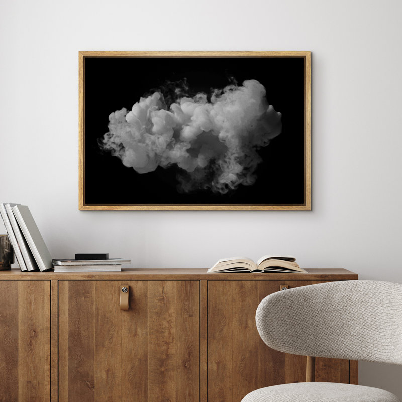 Illustration de nuages gris fumée sur fond maussade, art contemporain minimaliste moderne, Naturel, H 16 po x l 24 po