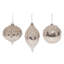  Glass Glittered Silver w/Beads Ornament Set of 3 Christmas Home Decorations
