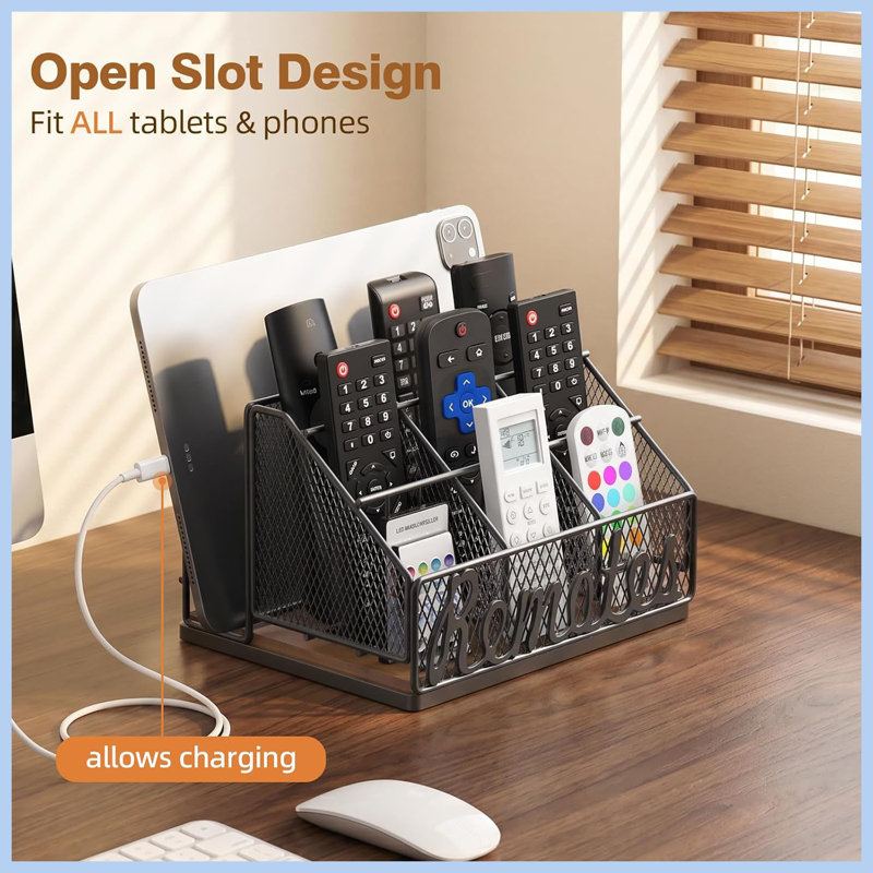 Support de télécommande de style ferme à 9 emplacements, brun et noir