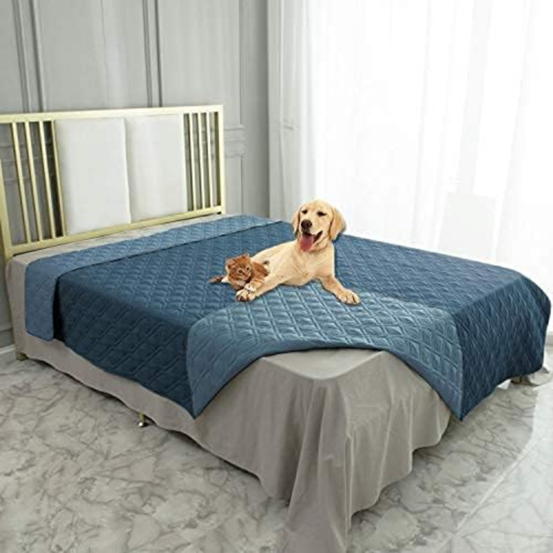 Couverture imperméable pour lit de chien pour canapé réversible, Bleu marine/bleu, L 52 po x L 82 po