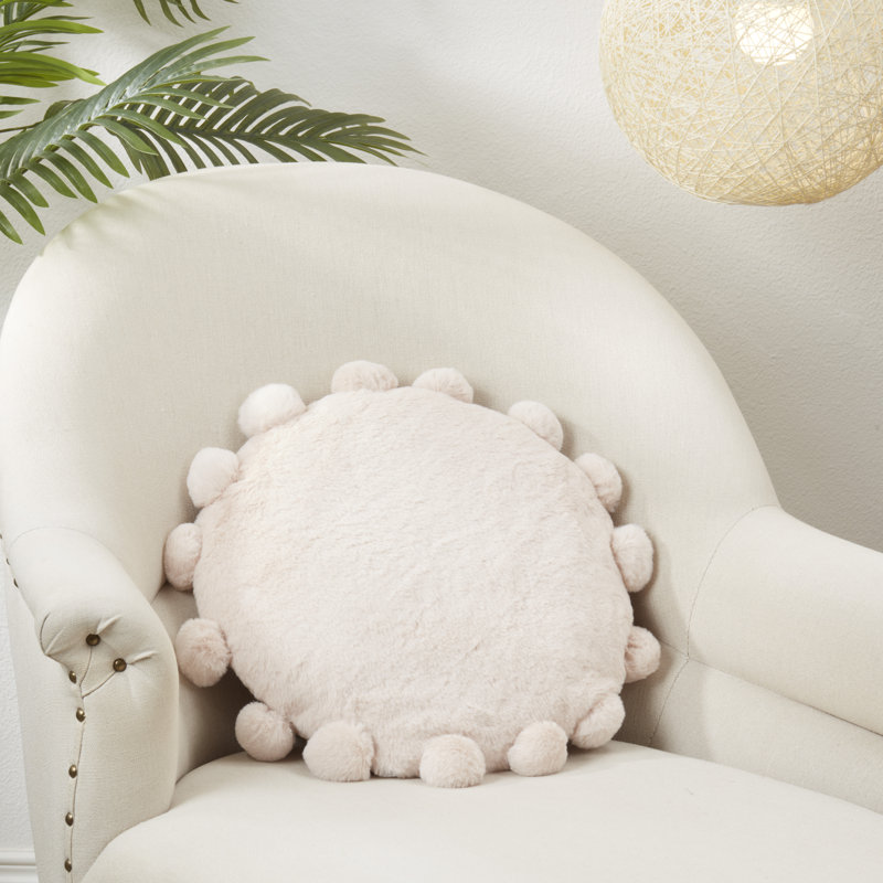 Faux Rabbit Fur Collection Throw Pillow, Oatmeal