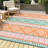 Reversible Waterproof Outdoor Rug – Durable Plastic Straw Patio Carpet, Easy Care & Collapsible, Modern Geometric Design – Garden, Deck, RV, Camping, Picnic, Beach – 9x12ft Orange/Green/Pink/White, USA Spec-1126157121-1126157123