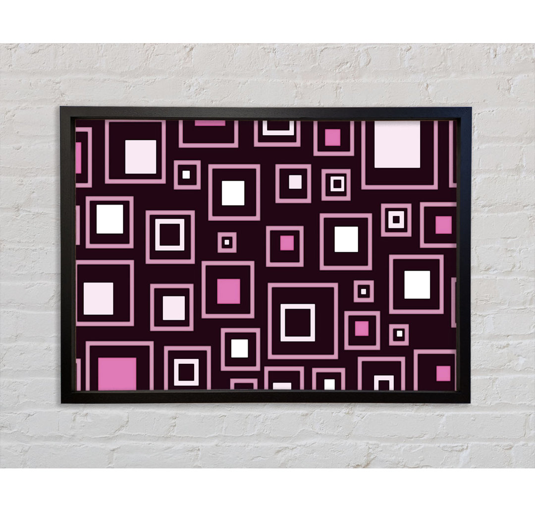 Squares In Squares Pink - Einzelner Bilderrahmen Kunstdrucke auf Leinwand