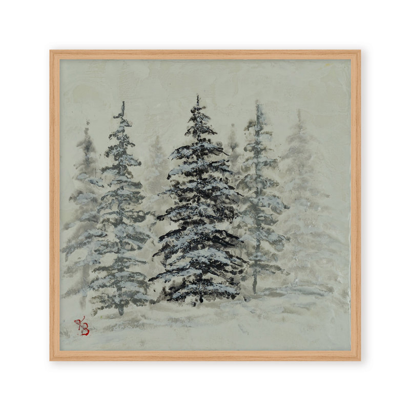 Nature Inspired "Serene Grove" Canvas Wall Art By , 12" H x 12" W, Framed Matted Print, Beige