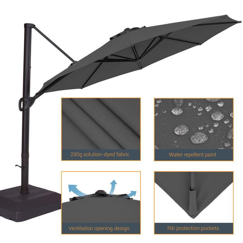 Parasol en porte-à-faux 11 pi Daljeet, Anthracite