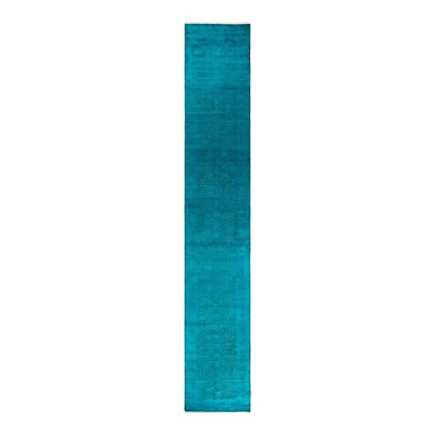 Tapis unique bleu / bleu sarcelle 2 pi 9 po x 18 pi 1 po.