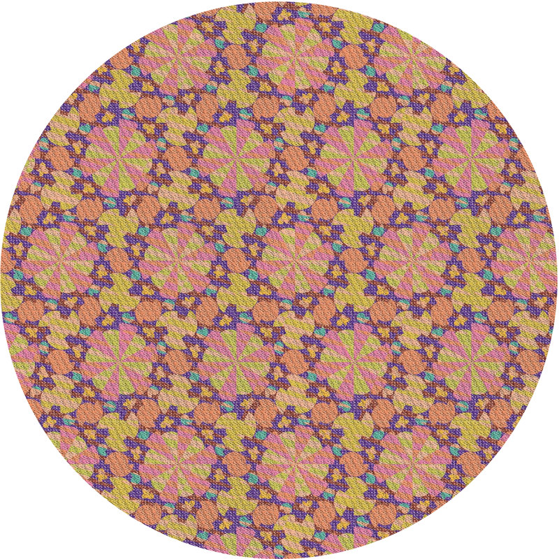 Tapis orange / brun Power Loom, Rond 4 pi