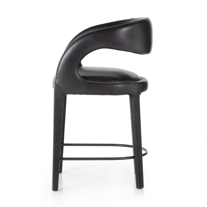 Hawkins Stool, Counter Stool (26.57" Seat Height), Sonoma Black/Genuine Leather
