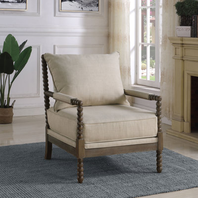 Herndon Upholstered Bobbin Accent Chair Beige and Natural