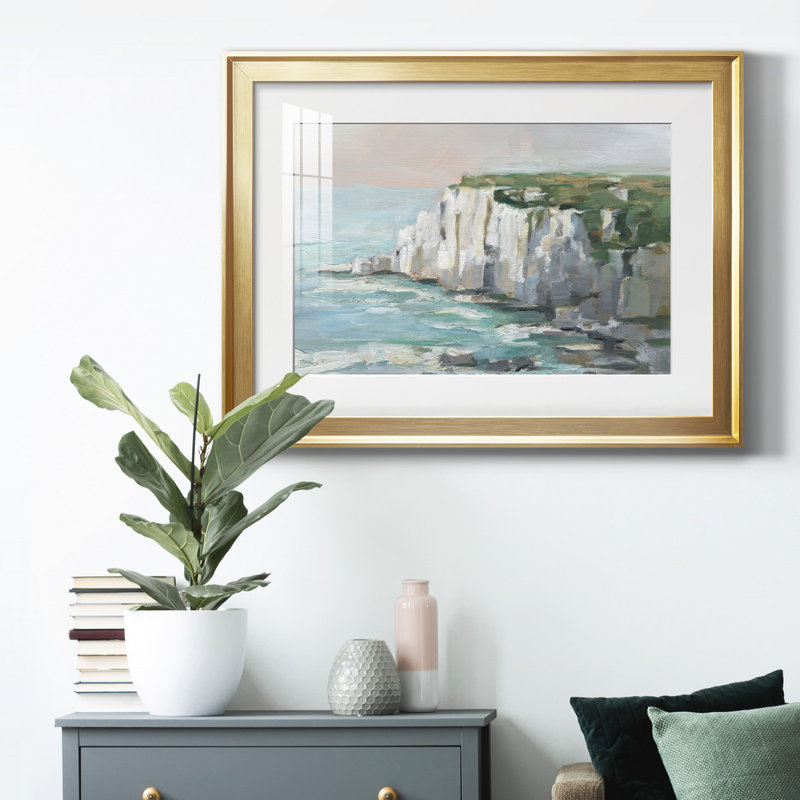«White Sea Cliff II», reproduction encadrée de qualité supérieure - prête à être accrochée, H 26,5 po x l 36,5 po x P 1 po