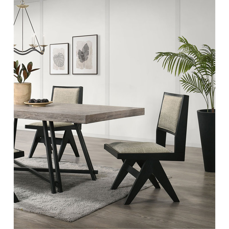 Mobilier de salle à manger avec chaises d'appoint noires et gris, Gris clair