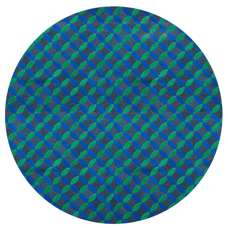 Aladdin Geometric Area Rug in Blue, Round 8'2"