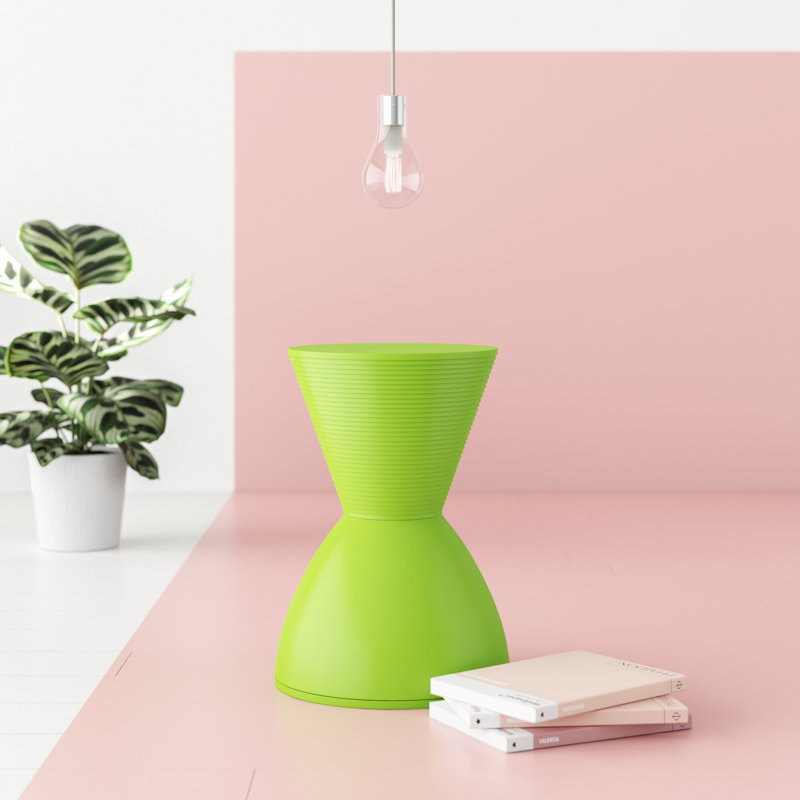 Green Ribbed Round Acrylic End Table