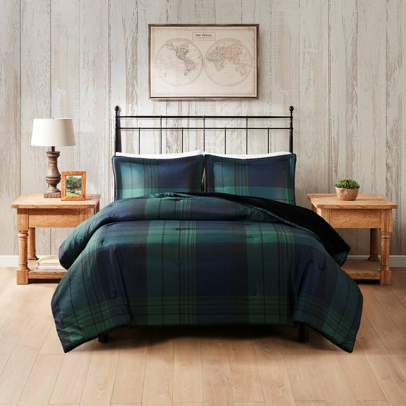 Édredon chaud en fausse fourrure pour très grand / très grand lit, Édredon très grand + 2 taies décoratives, Vert