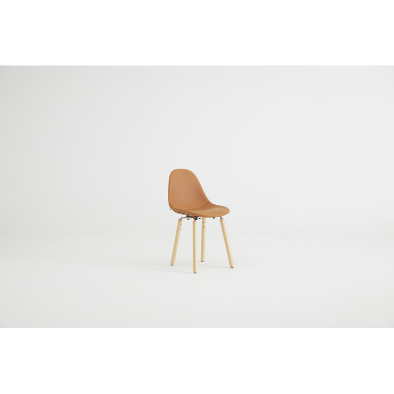 TA 18'' H Faux Leather Upholstered Oak Side Chair, Natural