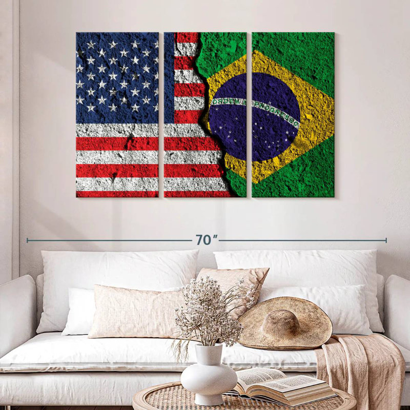 Drapeau du Brésil fissuré, H 32 po x l 50 po