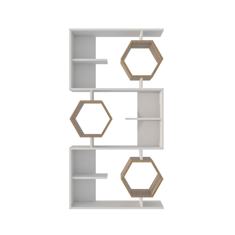 Lile 171cm H x 90cm W Bookcase, White/Brown