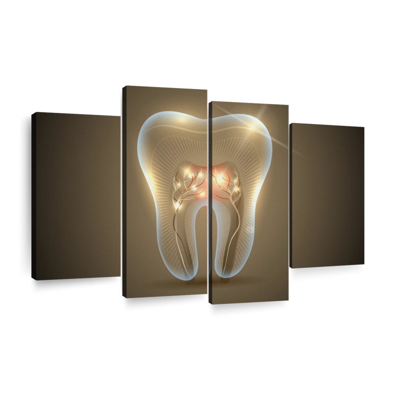" Shining Tooth " 4 - Pieces, 32" H x 52" W x 1.25" D