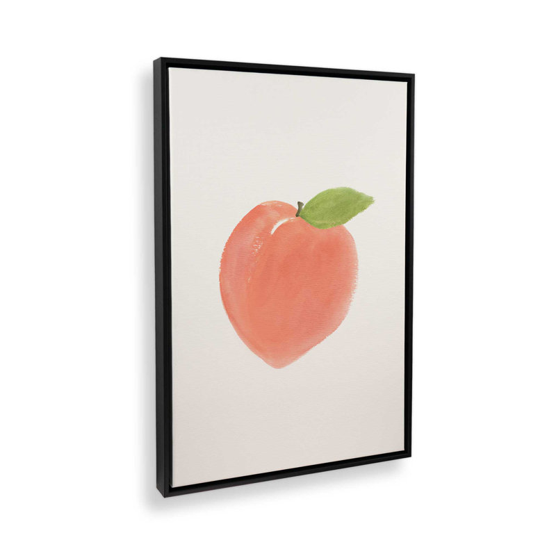 «Peach Fruit», reproduction de peinture à l'aquarelle par Intemporalis, H 24 po x l 18 po, Noir