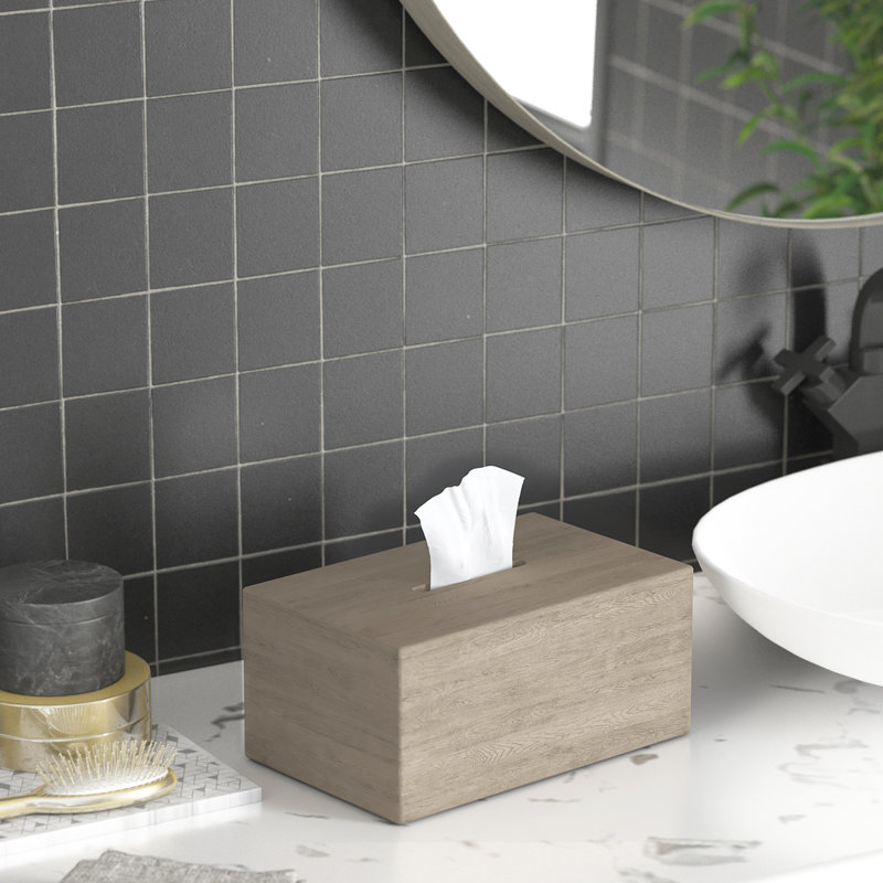 Manada Mist-Shield Rectangular Teak Tissue Box