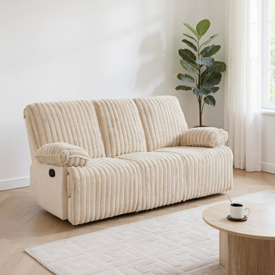 Fauteuil inclinable manuel 6 places, en velours côtelé beige, fixation murale, idéal pour les petits espaces, rembourrage en mousse haute densité, avec porte-gobelets dissimulés. Parfait pour les cinémas maison et les appartements. Confort optimal.