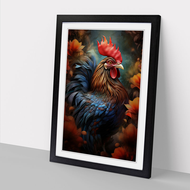 Rooster Digital - Single Picture Frame Print on Wood, Black, 64cm H x 46cm W x 2cm D