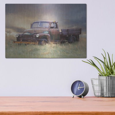 Art mural en métal luxueux «Rusty Chevy» par Lori Deiter, 16 po x 12 po
