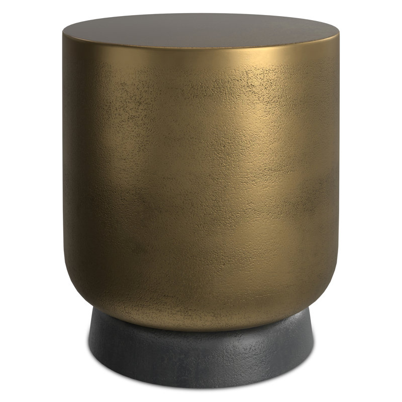 Cody 16" Round Antique Brass and Bronze Metal Side Table