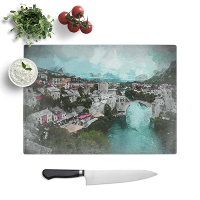 Tempered Glass Stari Most Bridge Chopping Board
