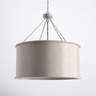 Soho 6 - Light Shaded Drum Chandelier in Silver Patina