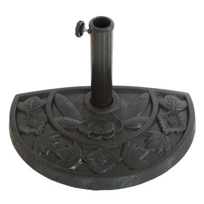 Base de parasol demi-ronde - Porte-parapluies autoportant en résine et en béton lesté en demi-cercle lesté de 20 lb par Pure Garden (noir)