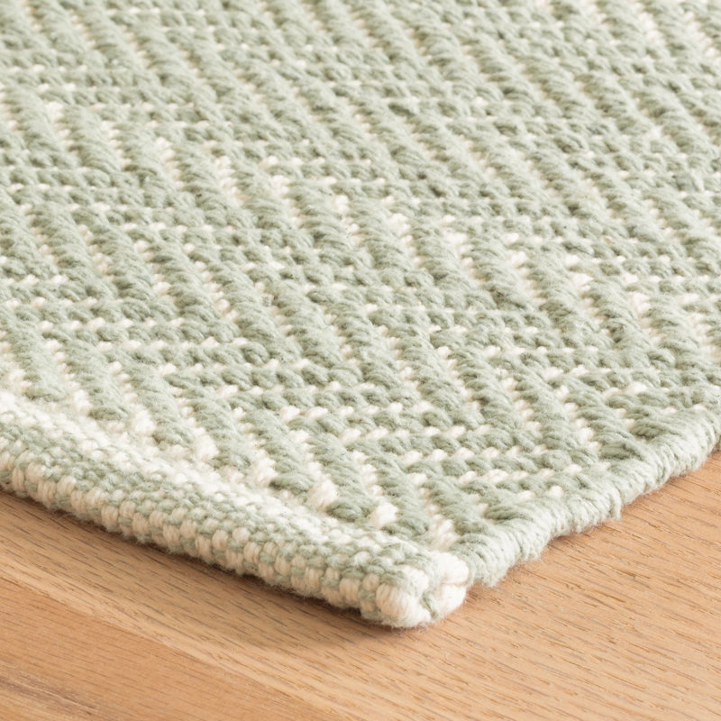 Herringbone Ocean Handwoven Cotton Rug, Rectangle 5' x 8'