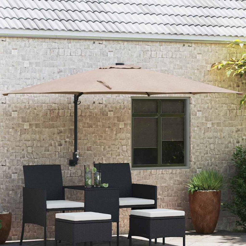 Wall Mount Parasol, Taupe, 160cm H x 247.5cm W x 247.5cm D