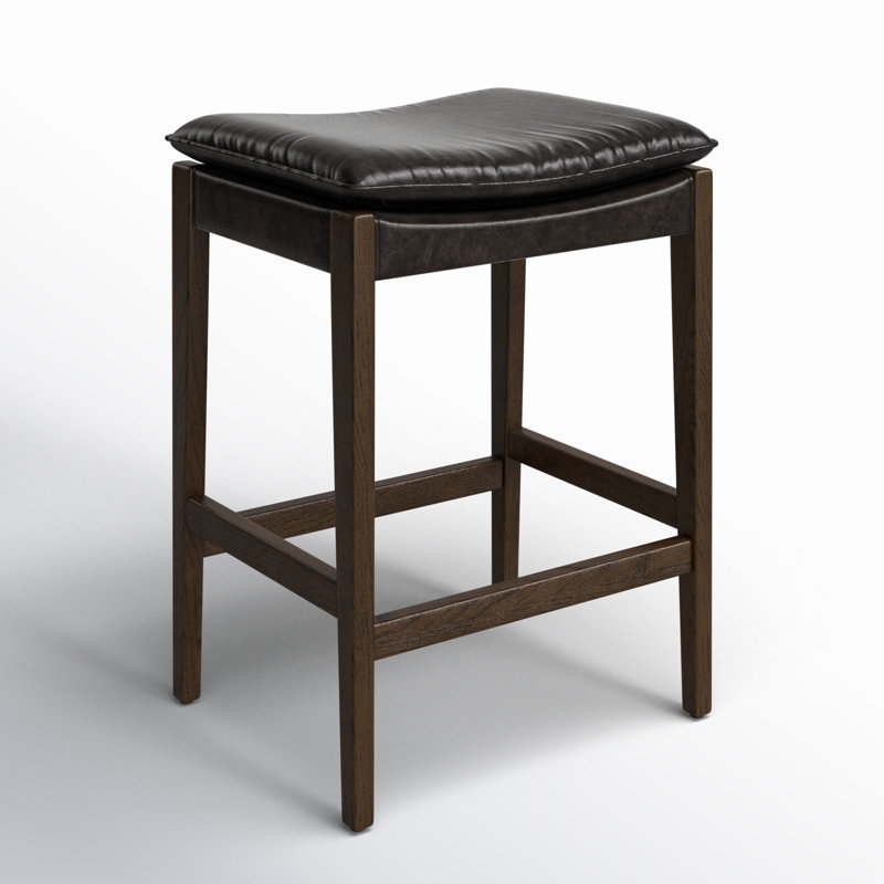 Aya Stool, Bar Stool (30.71" Seat Height), Genuine Leather Sonoma Black