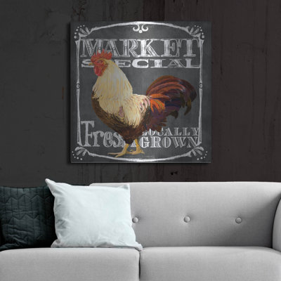 August Grove® «Rooster On Chalkboard 4» par Art Licensing Studio, art mural en métal