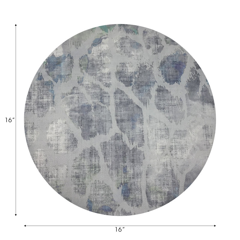 Giraffe Vegan Leather Round Pebble Placemat, Opulence