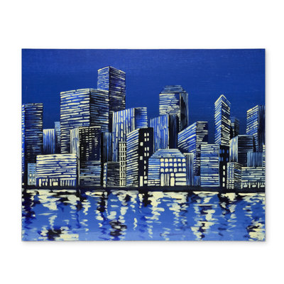 City in Blue Polyester Placemat - Home Decor Building Blue Cities