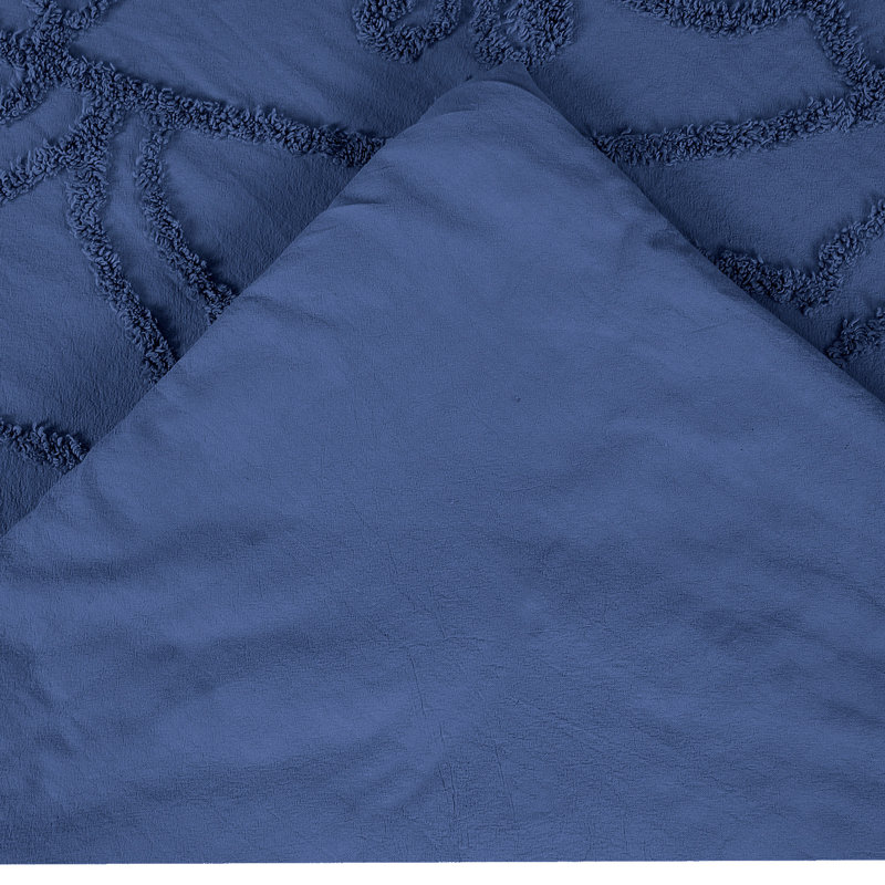  100% Cotton Machine Washable Floral Pattern Comforter with Sham Set, Navy, King Comforter + 2 King Shams