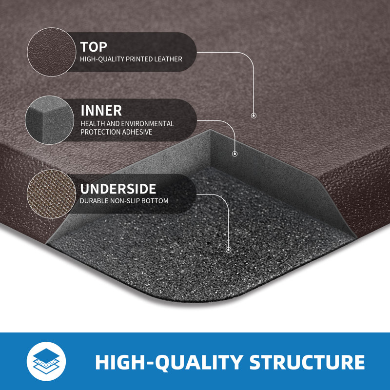 Tapis de cuisine antidérapant, Rectangle 17 po x 28 po, Brun