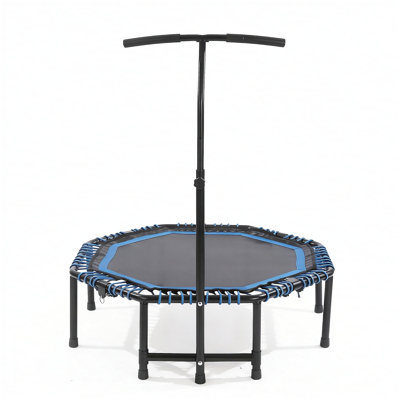48 inch Foldable Fitness Trampoline With Adjustable Handlebar for Adults, Max Load 450lbs,With Durable Bungee Ropes,Stable & Quiet, Rebounder for Cardio & Strength Training, Home/Gym,Jumping Exercise