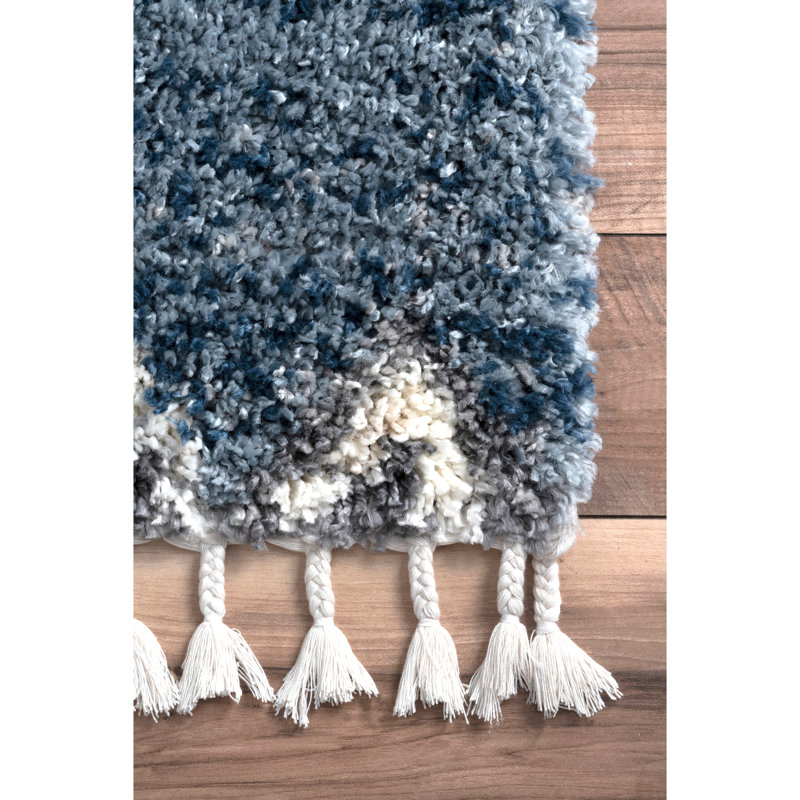 Hassan Geometric Blue Area Rug, Rectangle 3' x 5'7"
