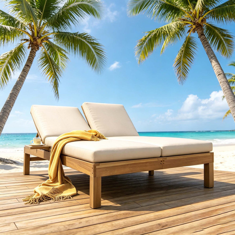 Chaise longue double, Teak