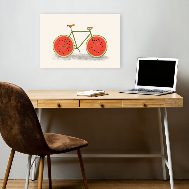 Watermelon, impression d'art mural contemporain bicyclette, 12" H x 18" W