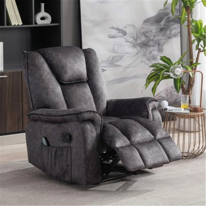 Fauteuil inclinable ergonomique 37 po en velours, Velours gris